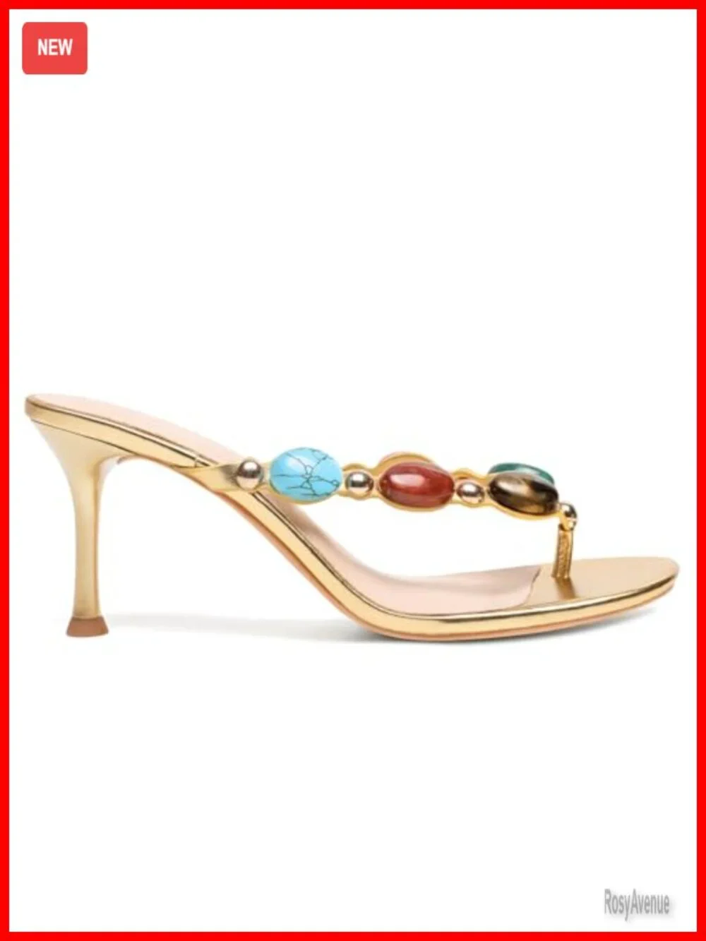 Jeweled Thong Strappy Sandals Mid Heel Open Toe Mules Flip Flop Casual Party